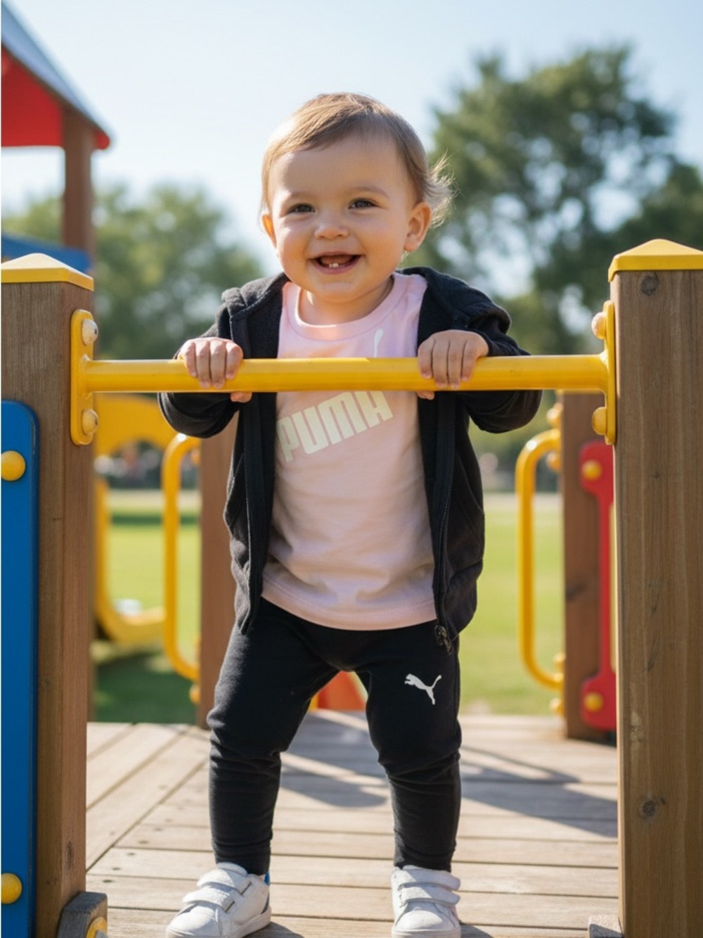 🌸5/$50🌸Puma Infant Black Top with Green Logo Tag